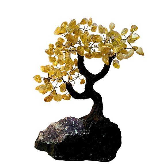 Handmade Citrine Gemstone Tree on an Amethyst Base - Picture 7 of 8